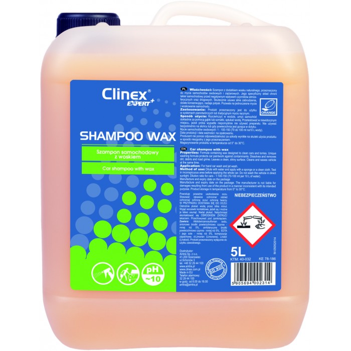 Clinex Expert+ Shampoo Wax Car shampoo with wax – concentrate 5lt