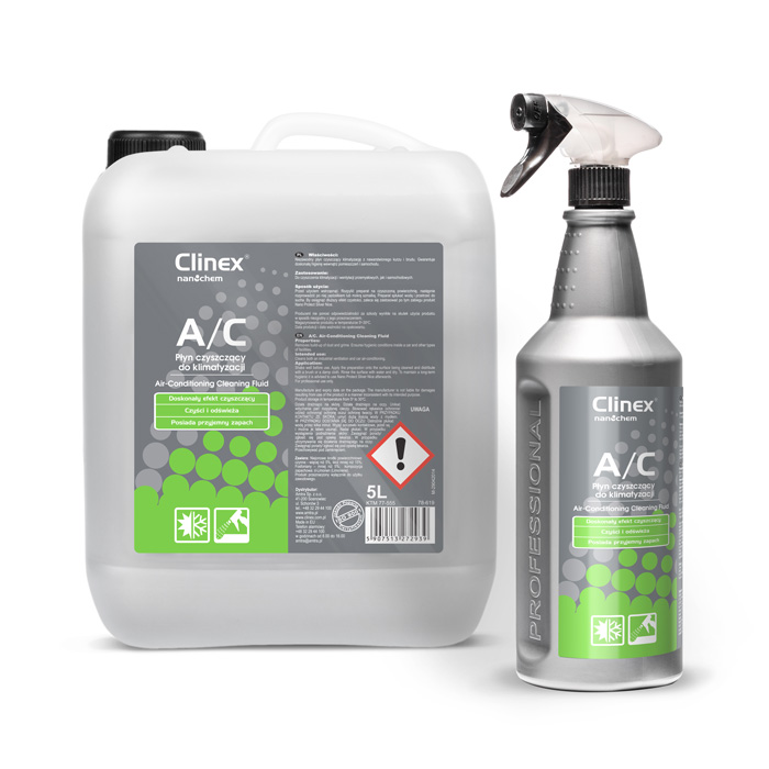 Clinex A/C, καθαριστικό κλιματιστικών δωματίων και αυτοκινήτων 1L, 5L