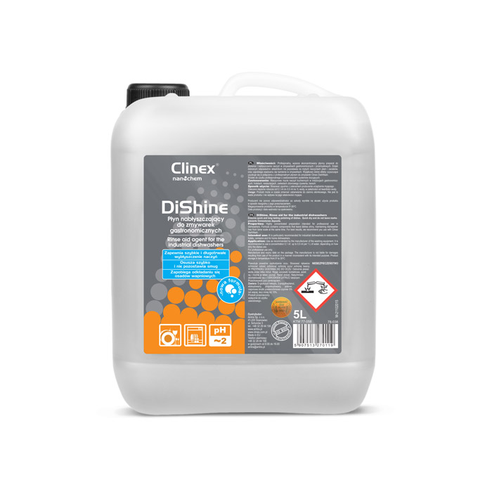 Clinex DiShine,Λαμπρυντικό υγρό για επαγγελματικά πλυντήρια πιάτων, 5L