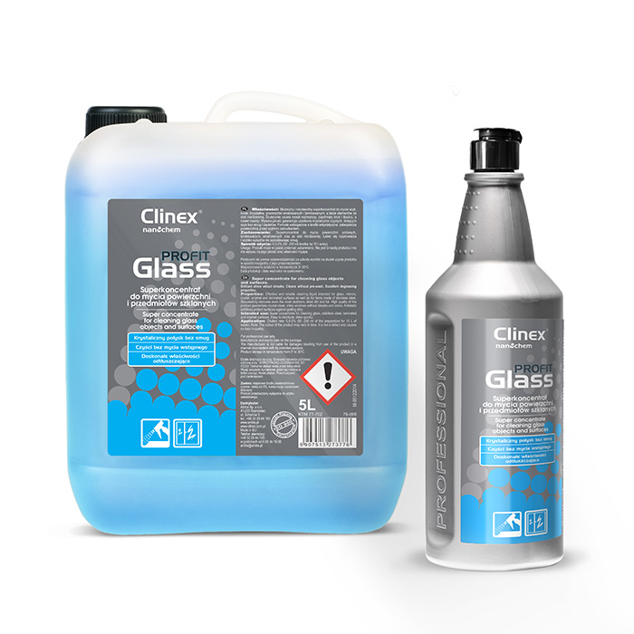 Clinex PROFIT Glass Υπερσυμπυκνωμένο καθαριστικό για καθαρισμό γυάλινων επιφανειών και αντικειμένων 5L